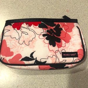 Mary Kay -Floral Pink/Black Cosmetic Bag -Zipper Top
